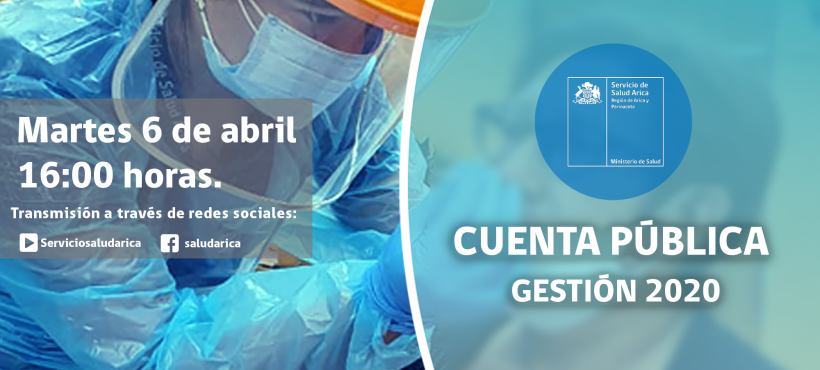 Directora del Servicio de Salud Arica invitó a la transmisión de la cuenta pública de la gestión del año 2020 Directora del Servicio de Salud Arica invitó a la transmisión de la cuenta pública de la gestión del año 2020